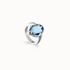 Ring with blue oval faceted crystal